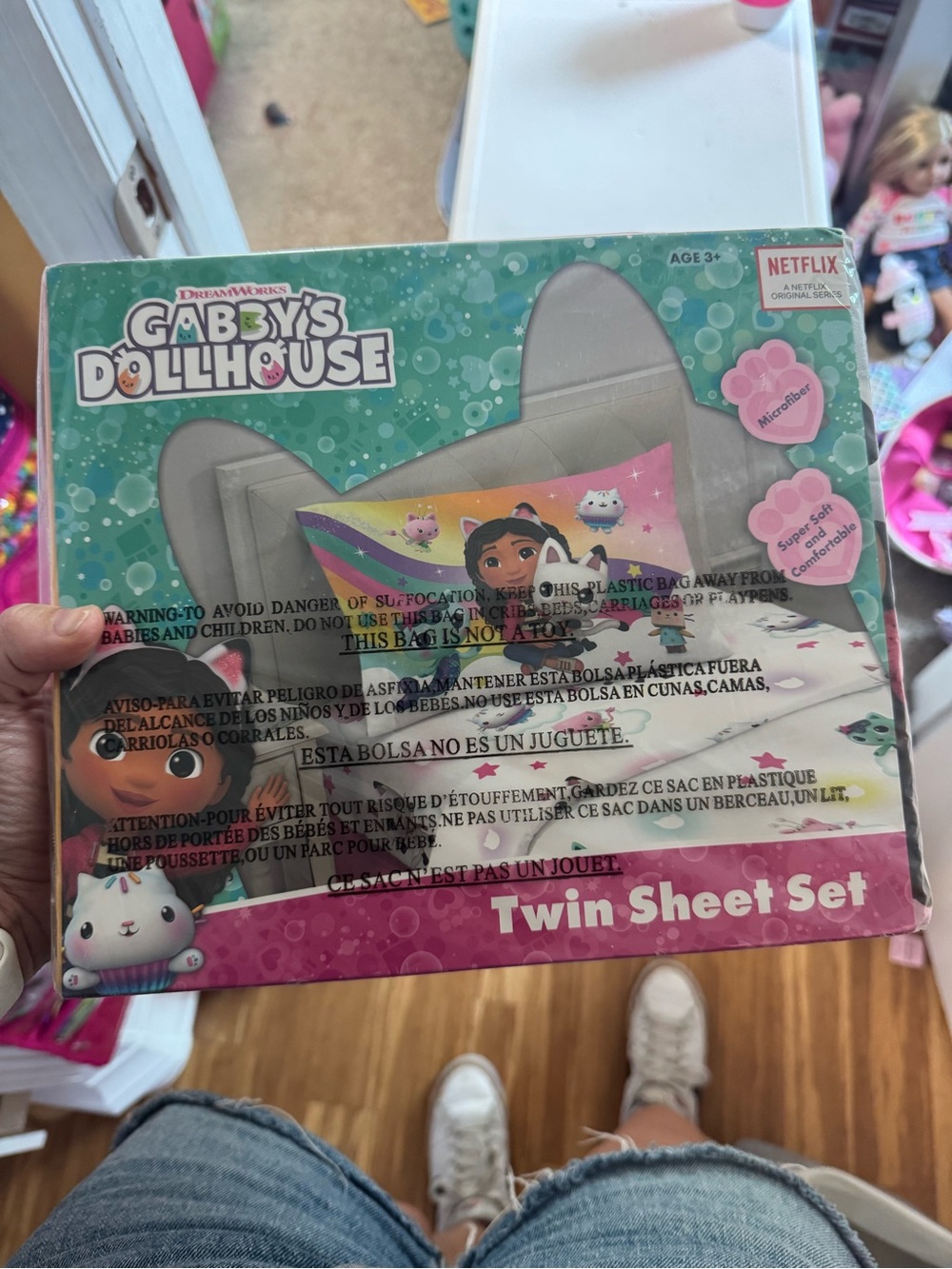 DreamWorks Gabby’s Dollhouse Twin Sheet Set - Pink, Green, White